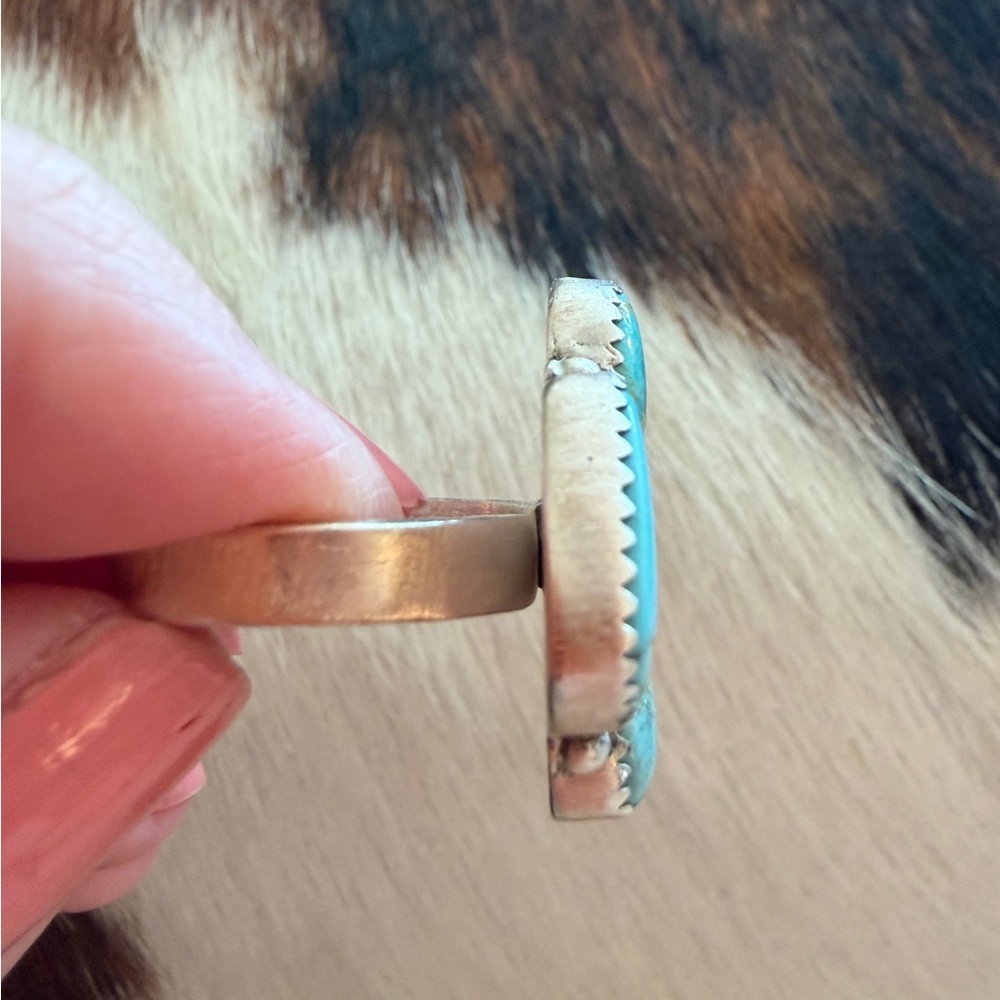 ❤️ #8 Turquoise Navajo Style 4 Stone Heart Statement Ring Adj Unisex 7.8 Gms 925 - Picture 7 of 16